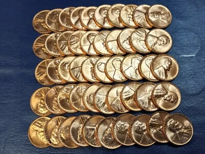 Roll of 1957 D Wheat Cents - All DDO's - UNC - Image 1 of 4