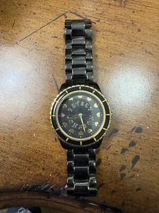 Betsey Johnson vtg Womens Watch hearts Black And Gold (read Description)  - Picture 1 of 3