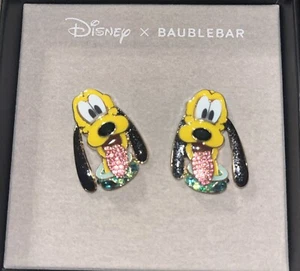 Disney X Baublebar Gold Tone Pluto Dog Crystals Stud Earrings Gift Box New - Picture 1 of 5