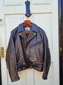 Vintage Aero Leather Motorcycle Jacket Front Quarter Horsehide 42 Black - Picture 1 of 18