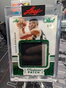 2021-22 Leaf Pearl Pearlescent Green Glitter 5/5 David Robinson #PP-4 Patch HOF