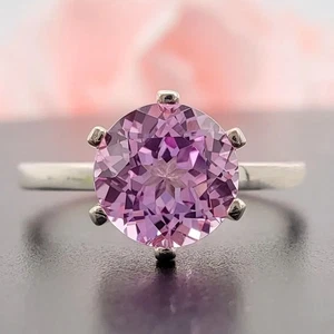 4.00crt Round Cut Natural Sapphire Solitaire Ring Real 100% 14k SOLID White Gold - Picture 1 of 11