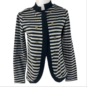 Central Park Active Women's NWT Black Striped Cotton Open Front Jacket Med/C36 - Picture 1 of 10