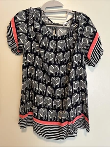Crown & Ivy Größe Petite L Petite Navy & Coral Cold Shoulder Ärmel Rundhalsausschnitt - Bild 1 von 5