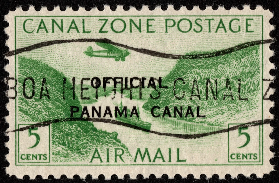 Canal Zone Airmail Official Stamp Scott #CO1 5 Cent w O Over N Overprint Variety - Image 1 of 1
