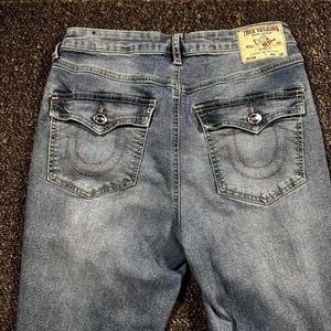 True Religion Halle High Rise Super Skinny Jeans Damen 28 Blau Denim Distressed - Bild 1 von 7