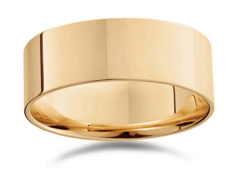 14k YELLOW GOLD FILLED 8MM WEDDING FLAT BAND RING SIZE 9 - Image 1 of 1