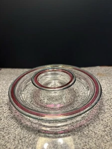 Pfaltzgraff Juniper Chip N Dip Glassware Round VTG 2 PC Platter & Bowl - Picture 1 of 3