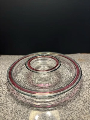 Pfaltzgraff Juniper Chip N Dip Glassware Round VTG 2 PC Platter & Bowl - Image 1 of 3