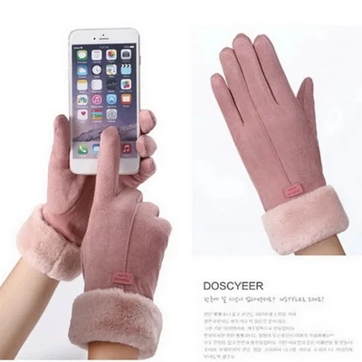 Ladies Women Winter Gloves Touch Screen Fleece Suede Warm Soft Fur Lined Thermal - Image 1 of 4