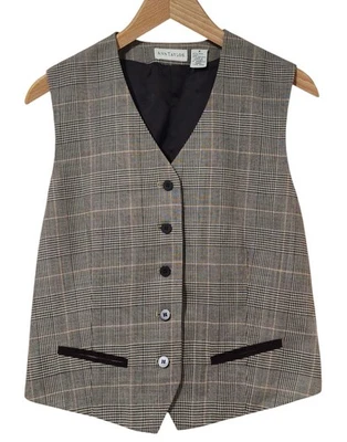 Chaleco a Cuadros de Lana Ann Taylor Vintage Talla 8 Cuadros Clásicos Foto 1 de 3