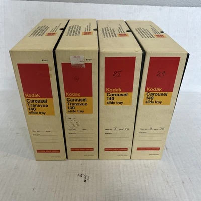 Kodak Carousel Transvue 140 Slide Trays Lot of 4 w/ Boxes - Image 1 of 4