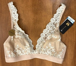 Neu mit Etikett Wacoal Embrace Softschalen-BH mit Spitze ohne Bügel Größe 36 natürlich nude elfenbeinfarben - Bild 1 von 9