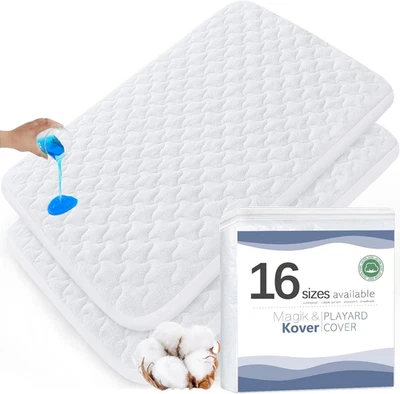 Pack and Play Mattress Pad Protector 38" X 26", 2 Pack Waterproof Pack and Play  - Image 1 of 4