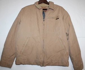 Abercrombie & Fitch Barn Chore Coat Jacket Corduroy Collar M Tan Duck Canvas - Picture 1 of 13