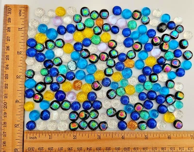 200+ Small Handcrafted Dichroic Glass Cabochons/Lot/Jewelry Making/90 COE - Image 1 of 3