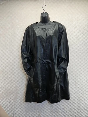 Jessica London 复古女式皮革夹克外套扣黑色时尚尺寸 26W 预爱 — 第 1/4 张图片