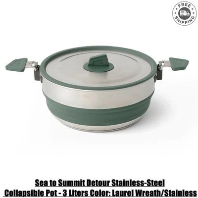 Sea to Summit Detour Stainless-Steel Collapsible Pot - 3 Liters Color: Laurel Wr - Image 1 of 4
