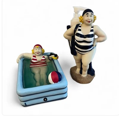 Bathing Beauties Lotion Pump And Soap Dish Boston Warehouse Funny Decor - Image 1 of 4