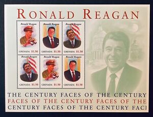 GRENADA RONALD REAGAN STAMPS SHEET 2001 MNH U.S. PRESIDENT FACES OF THE CENTURY