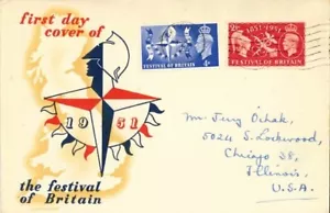GB stamps 1951 Festival of Britain First Day Cover FDC Battersea London SW11 Pmk - Picture 1 of 1