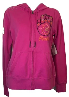 Lucky Brand Women's Small Retro Vintage Y2K Inspired Pink Peace Hand Hoodie - Image 1 of 4