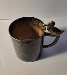 Vintage WMF christening mug with duck handle silver plated, not polished - RARE - Picture 1 of 6