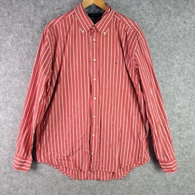 Tommy Hilfiger Shirt Mens Extra Large Red Button Down Long Sleeve Striped 6802 - image 1 of 4