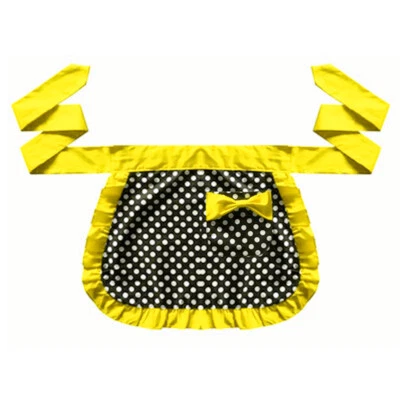 Lady Polka Dots Waist Half Apron Women Maid Workwear Ruffle Bow Pocket Uniform - Image 1 of 4