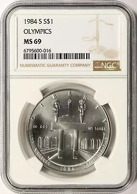1984-S Olympics Silver Dollar $1 NGC MS69 - Image 1 of 2