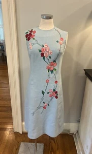 Vintage 1950s 60s Harmay Couture Rose Dress Embroidered Floral Appliqué S/M ? - Picture 1 of 13
