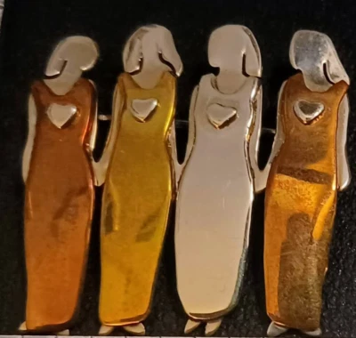 Far Fetched 4 Four Sisters Best Friends брошь шляпа заколка серебро медь золотистый тон - Изображение 1 из 4