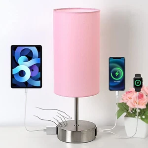 Bedside Lamp with USB A+C Charging Ports & AC Outlet Touch Control 3Way Dimmable - Picture 1 of 12