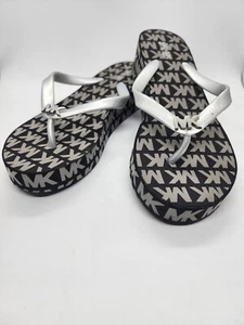 New Michael Kors Bedford Glam Flip Flop, Black and White Size 7 - Picture 1 of 11