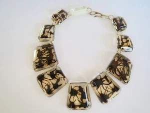 COLLANA ARTSY acrilica color tartaruga grande dichiarazione lunghezza 18" regolabile - Foto 1 di 11