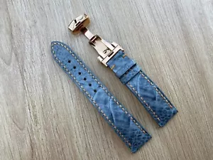 Gray Ostrich Leather Watch Strap Band, Size 18mm 19mm 20mm 21mm 22mm 24mm 26mm - Picture 1 of 11