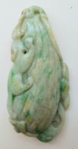 ANTIQUE JADE JADEITE  Hand Carved Pendant