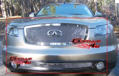 Fits 2003-2005 Infiniti FX35/FX45 Stainless Chrome Mesh Grille Insert Combo - Image 1 of 2