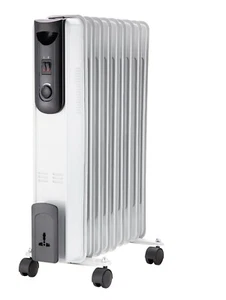 Portable 9 Fin 2000w Electric OIL FILLED RADIATOR Heater With 3 Heat Settings - Picture 1 of 1