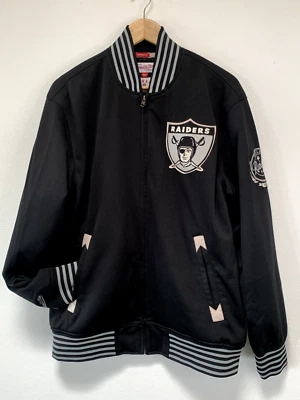 Chaqueta Raiders Throwback 1960 Mitchell & Ness Grande Forrada Negra Rara Foto 1 de 4
