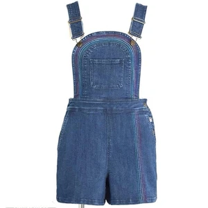 New ModCloth Bouncing Over The Rainbow Denim Shortalls Size 0 - Picture 1 of 9