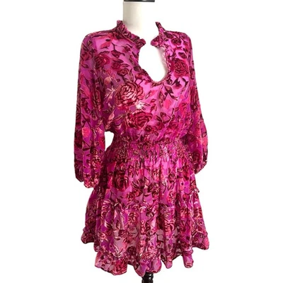 Mini Vestido OPT Burnout Terciopelo Floral M Transparente Cottagecore Femenino  Foto 1 de 4