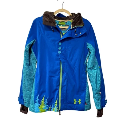 ¡NUEVO! Chaqueta Under Armour S esquí/snowboard MTN $199 con capucha de ala azul brillante Foto 1 de 4
