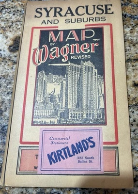 Vintage 1941 Map by Wagner - Syracuse NY Travel Guide & Suburbs - Kirklands. - Image 1 of 4