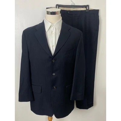 VTG Ralph Ralph Lauren pin-stripe 3-button wool cashmere 2-piece pleated suit 42 - Image 1 of 4