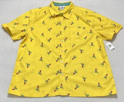 Disney Parks Moana Hei Hei AOP Yellow Cotton Short Sleeve Button Up Shirt Medium - Image 1 of 3