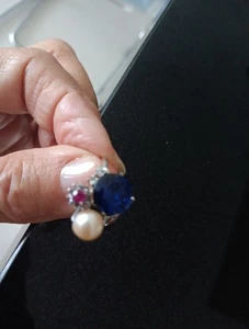 Pearl  Ring 10kt Size 7  Natural Organic Pearl Small Diamond Beutiful - Picture 1 of 14