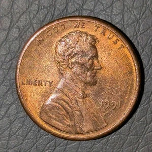 1991 1c Memorial Cent Strong Struck Through Grease Grease Filled Unc Details - Picture 1 of 8