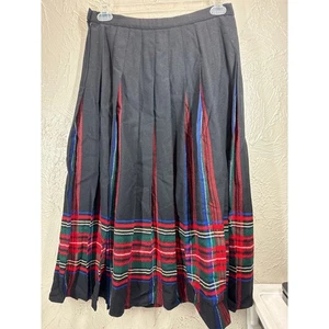 Gonna Pendleton Tartan Plaid Midi Pieghettata A-Line Nera Donna Vintage Taglia 14 - Foto 1 di 4