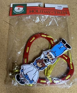 Raggedy Ann And Andy Ornaments Heart Wooden Kurt S Adler 1992 - Picture 1 of 3